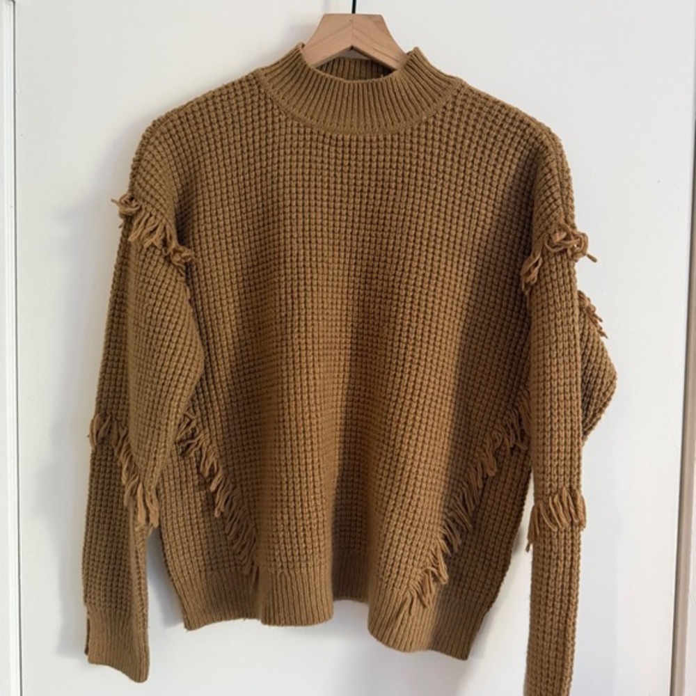 Michael Kors Fringe Mock Neck Sweater. Boho Chic Minimalist Indie